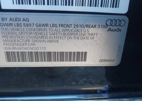 2012 Audi A8 L 4.2 из США, поврежденный, VIN WAURVAFD4CN032172